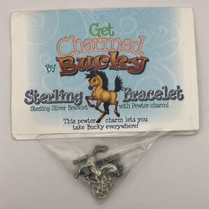 NEW Sterling Silver Pewter Horse Charm Bracelet Girls Youth Bucky the Lucky Colt